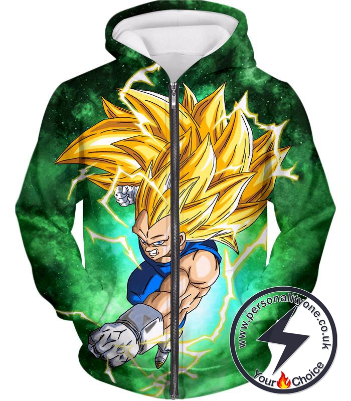 Dragon Ball Super Fierce Warrior Vegeta Super Saiyan 3 Awesome Action Promo Zip Up Hoodie